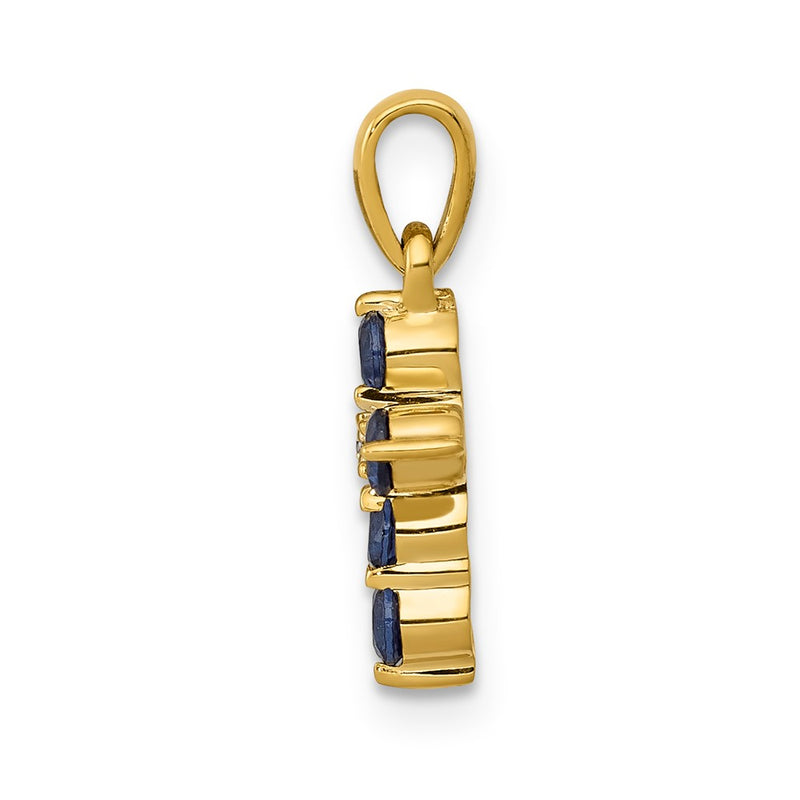 10K Yellow Gold 10K Sapphire And Diamond Cross Pendant