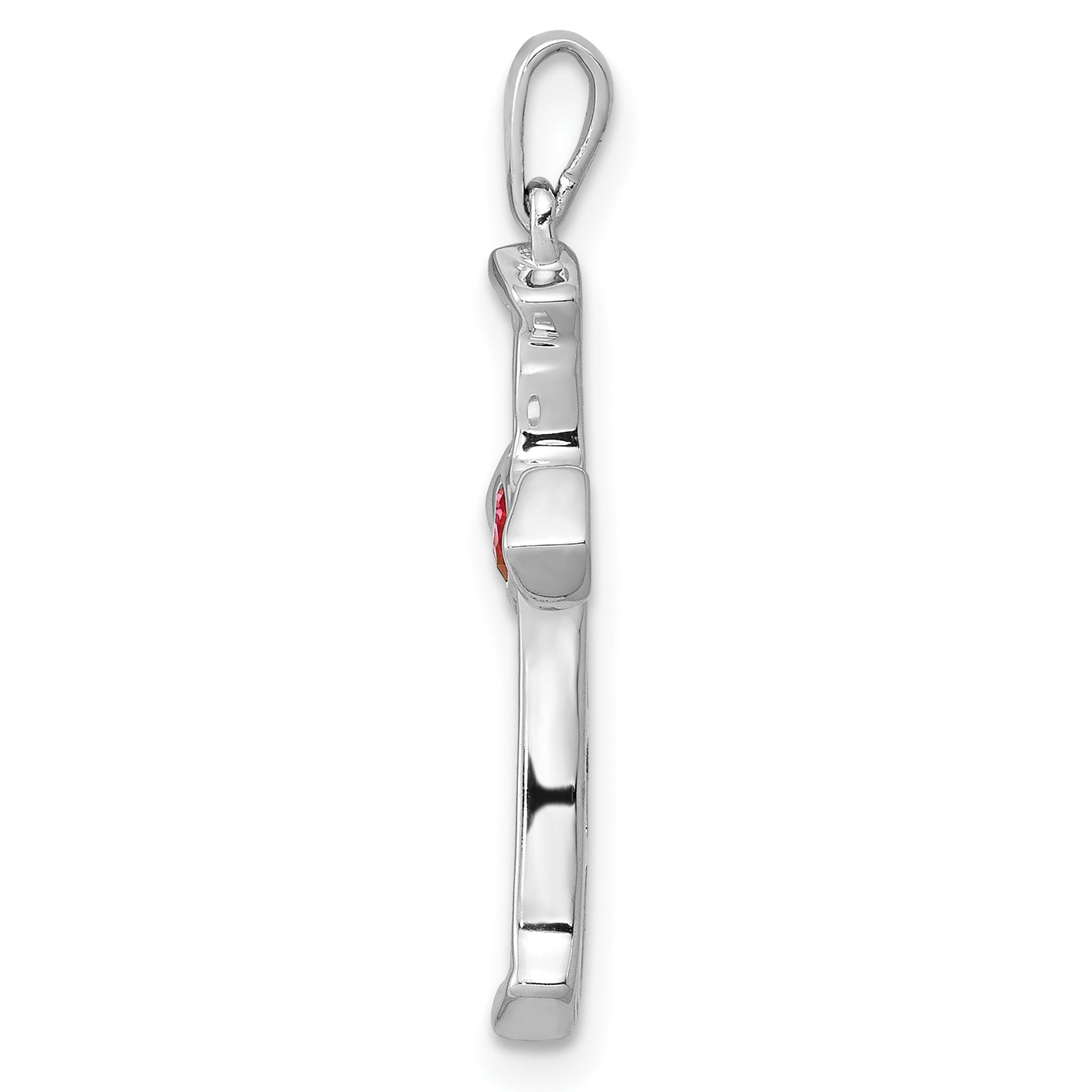 10K White Gold 10K Ruby And Diamond Heart Cross Pendant