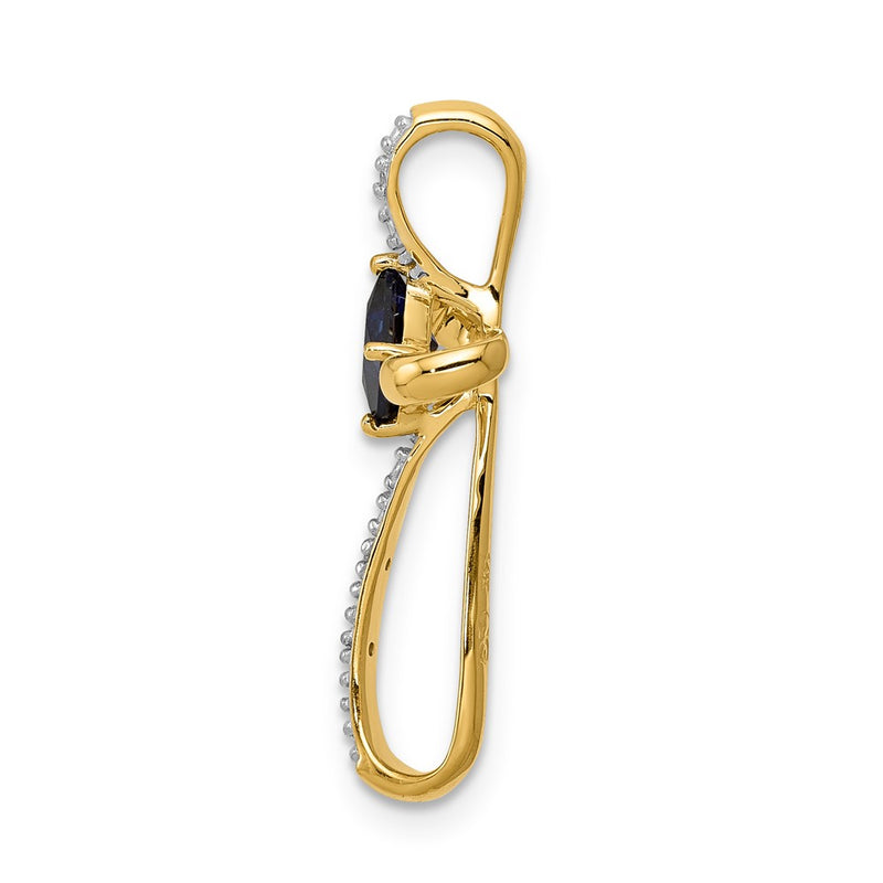 10K Yellow W/Rhodium Lab Created Sapph And Diamond Cross Pendant