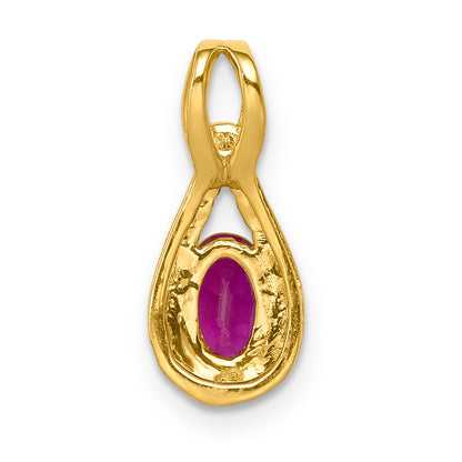 14k Yellow Gold 1/10 Ct. Lab Grown Diamond VS/SI+ G+ and Lab Created Ruby Pendant