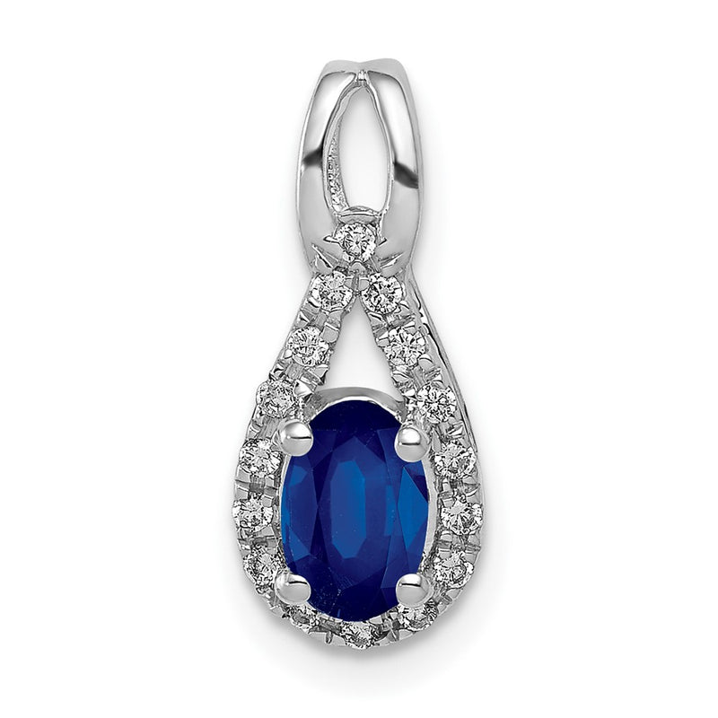 14k White Gold 1/10 Ct. Lab Grown Diamond VS/SI and Lab Created Blue Sapphire Pendant