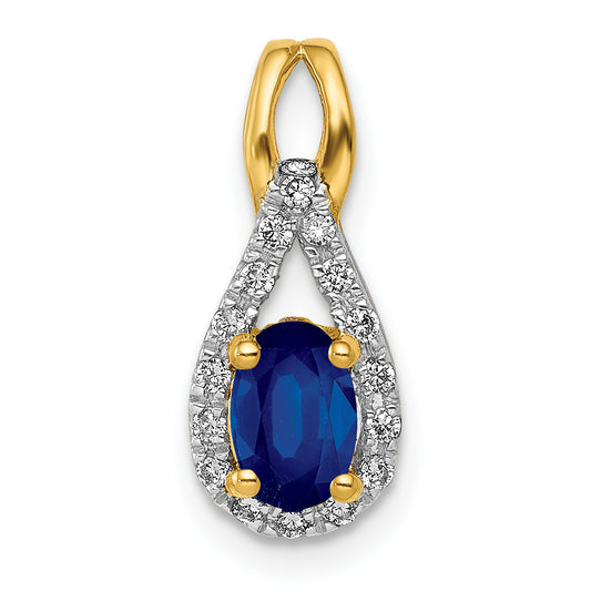 14k Yellow Gold 1/10 Ct. Lab Grown Diamond VS/SI+ G+ and Lab Created Blue Sapphire Pendant