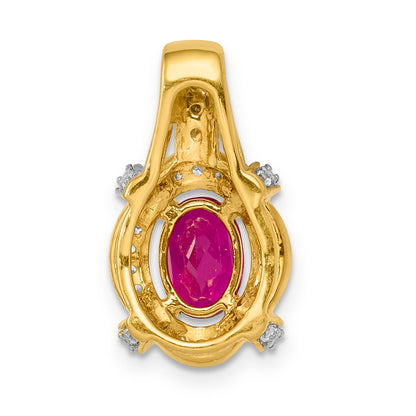14k Yellow Gold 1/5 Ct. Lab Grown Diamond VS/SI+ G+ and Lab Created Ruby Pendant