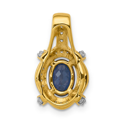 14k Yellow Gold 1/5 Ct. Lab Grown Diamond VS/SI+ G+ and Lab Created Blue Sapphire Pendant