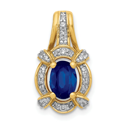 14k Yellow Gold 1/5 Ct. Lab Grown Diamond VS/SI+ G+ and Lab Created Blue Sapphire Pendant