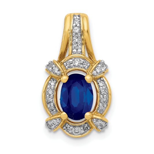 14k Yellow Gold 1/5 Ct. Lab Grown Diamond VS/SI+ G+ and Lab Created Blue Sapphire Pendant
