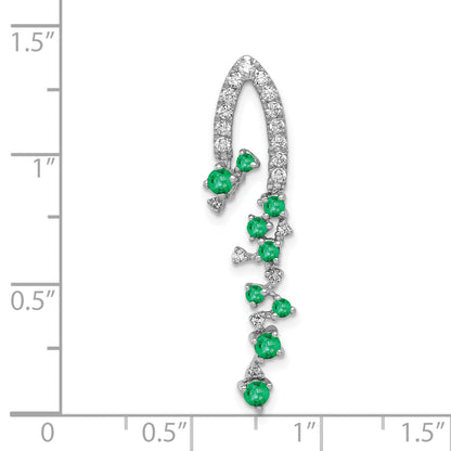 14K White Gold Lab Grown Diamond VS/SI FGH & Created Emerald Pendant