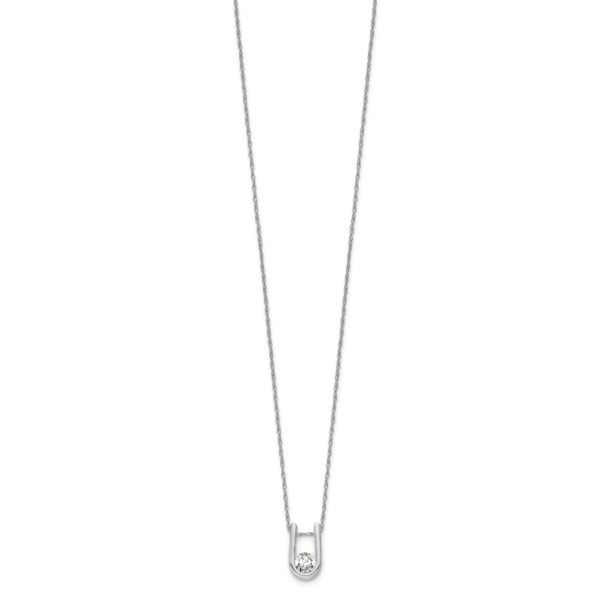 14k White Gold 1/3 Ct. Lab Grown Diamond VS/SI+ G+ 18 inch U-Shape Pendant Necklace