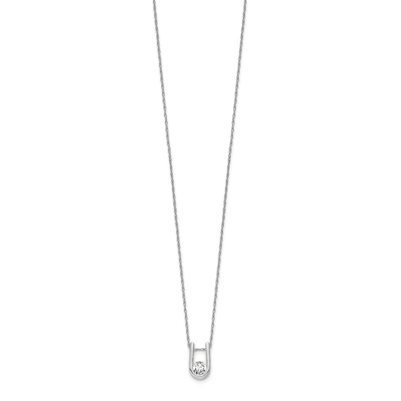 14k White Gold 1/3 Ct. Lab Grown Diamond VS/SI+ G+ 18 inch U-Shape Pendant Necklace