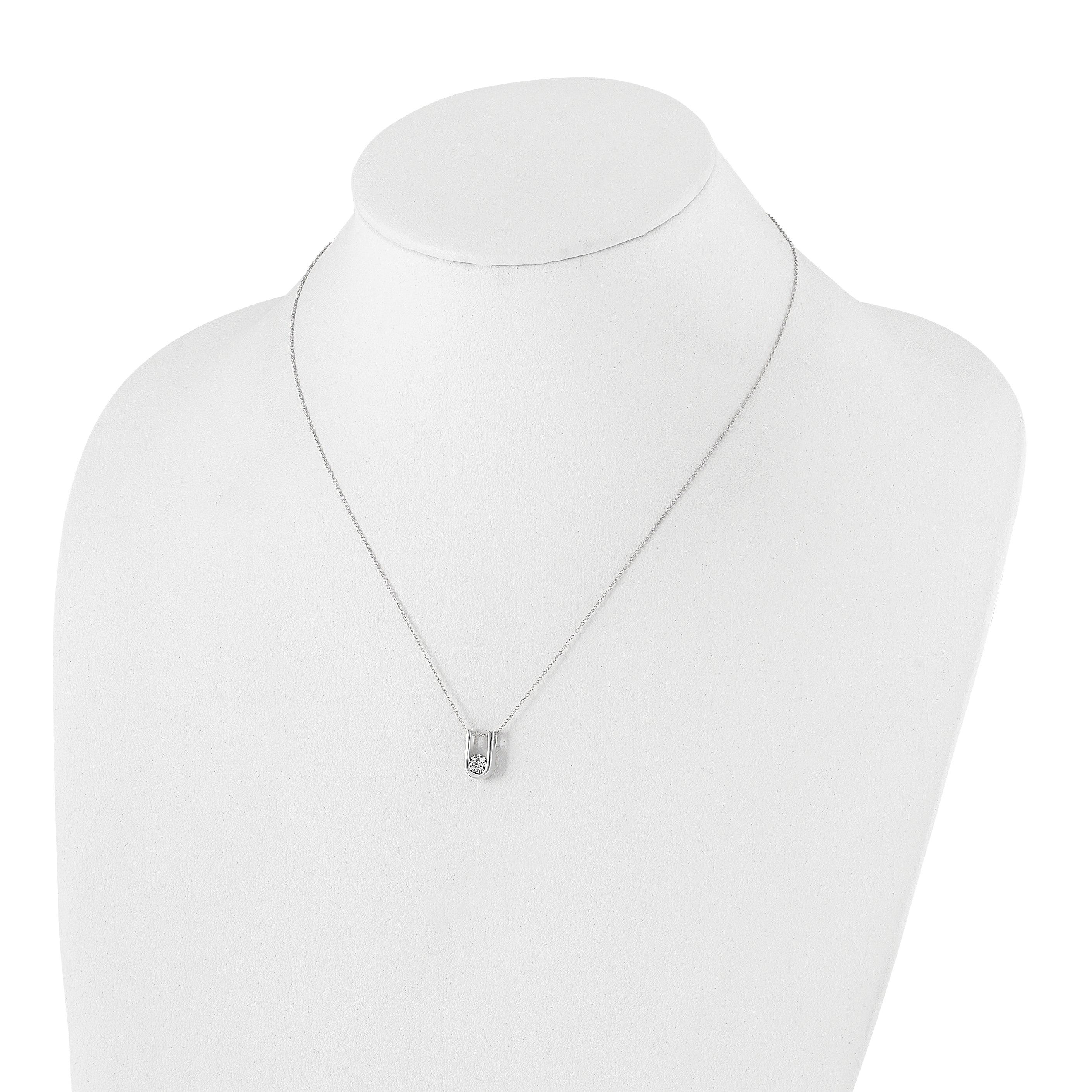 14k White Gold 1/3 Ct. Lab Grown Diamond VS/SI+ G+ 18 inch U-Shape Pendant Necklace