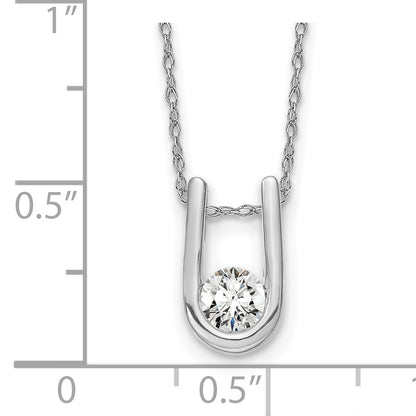 14k White Gold 1/3 Ct. Lab Grown Diamond VS/SI+ G+ 18 inch U-Shape Pendant Necklace