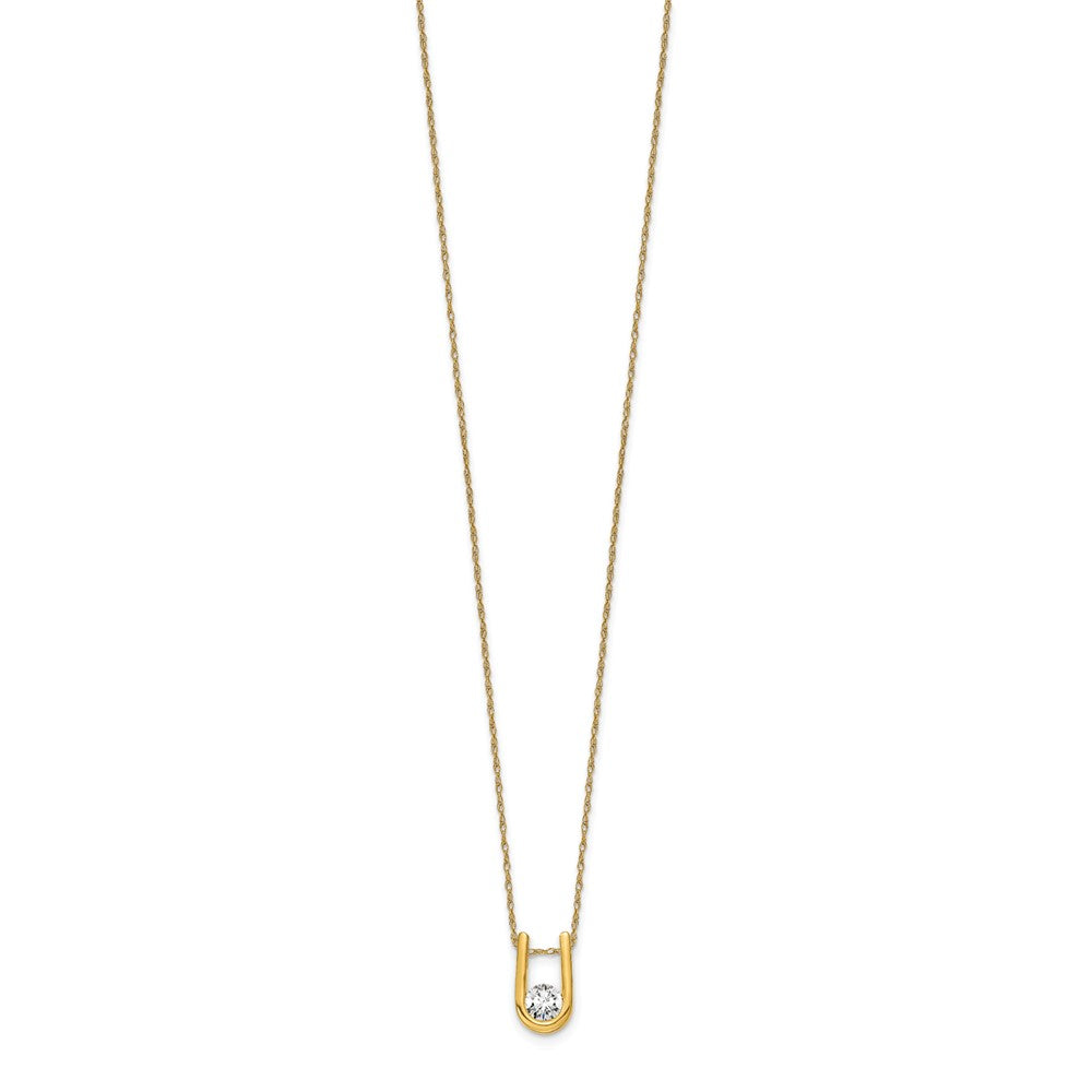 14k Yellow Gold 1/3 Ct. Lab Grown Diamond VS/SI+ G+ 18 inch U-Shape Pendant Necklace