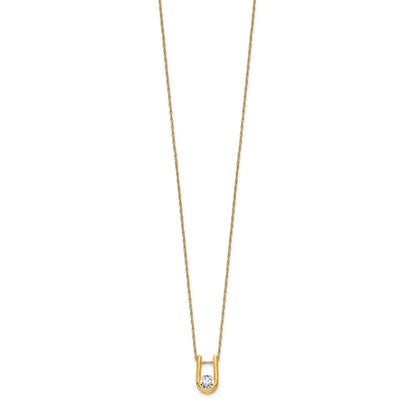 14k Yellow Gold 1/3 Ct. Lab Grown Diamond VS/SI+ G+ 18 inch U-Shape Pendant Necklace