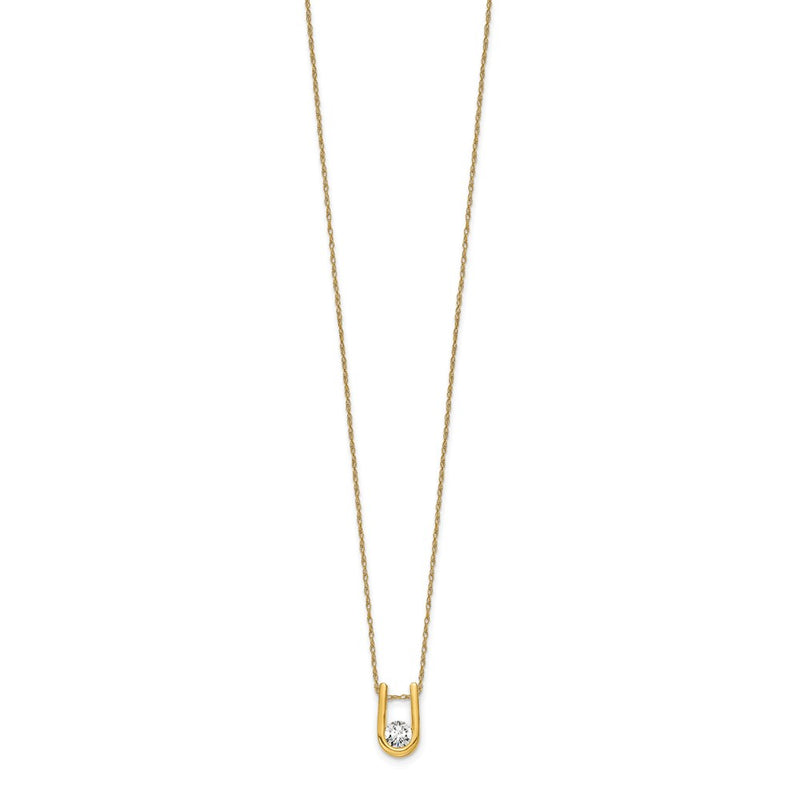 14k Yellow Gold 1/3 Ct. Lab Grown Diamond VS/SI+ G+ 18 inch U-Shape Pendant Necklace