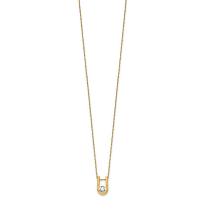 14k Yellow Gold 1/3 Ct. Lab Grown Diamond VS/SI+ G+ 18 inch U-Shape Pendant Necklace