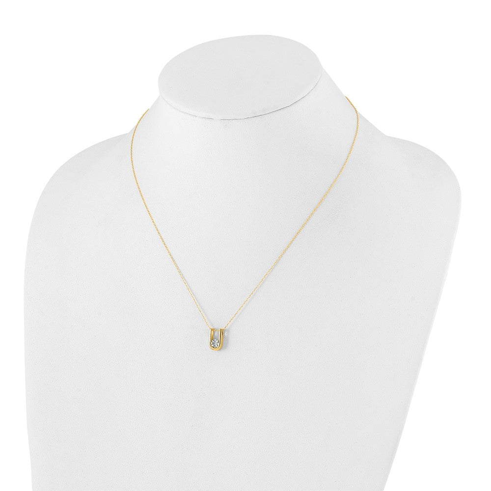 14k Yellow Gold 1/3 Ct. Lab Grown Diamond VS/SI+ G+ 18 inch U-Shape Pendant Necklace