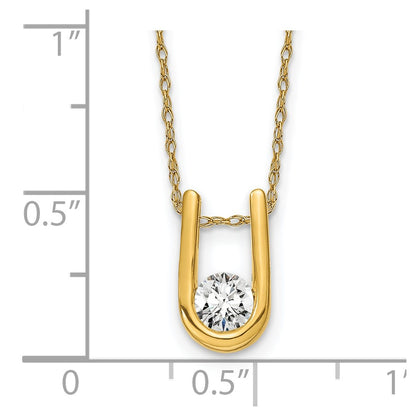 14k Yellow Gold 1/3 Ct. Lab Grown Diamond VS/SI+ G+ 18 inch U-Shape Pendant Necklace