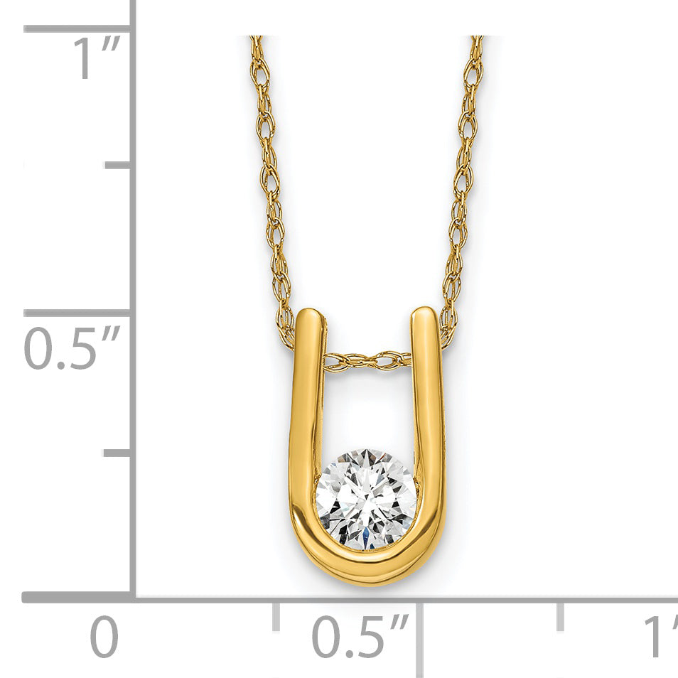 14k Yellow Gold 1/3 Ct. Lab Grown Diamond VS/SI+ G+ 18 inch U-Shape Pendant Necklace