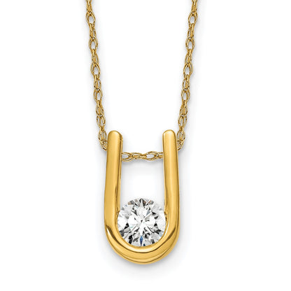 14k Yellow Gold 1/3 Ct. Lab Grown Diamond VS/SI+ G+ 18 inch U-Shape Pendant Necklace