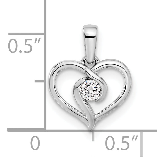14k White Gold 1/10 Ct. Lab Grown Diamond VS/SI+ G+ Heart Pendant