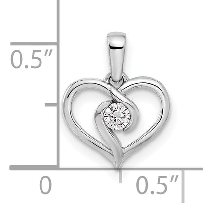 14k White Gold 1/10 Ct. Lab Grown Diamond VS/SI+ G+ Heart Pendant