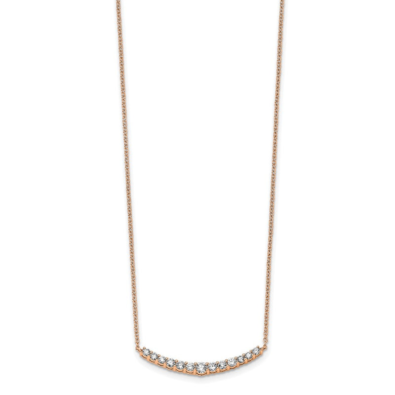 14K Rose Gold True Origin 1/2 Carat Lab Grown Diamond Vs+ F+ Complet 18 Inch Fashion Bar Necklace