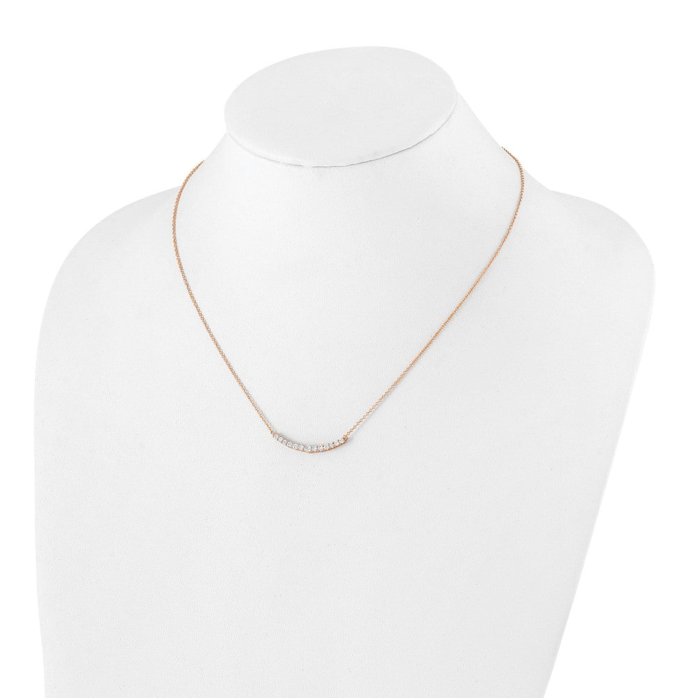 14K Rose Gold True Origin 1/2 Carat Lab Grown Diamond Vs+ F+ Complet 18 Inch Fashion Bar Necklace