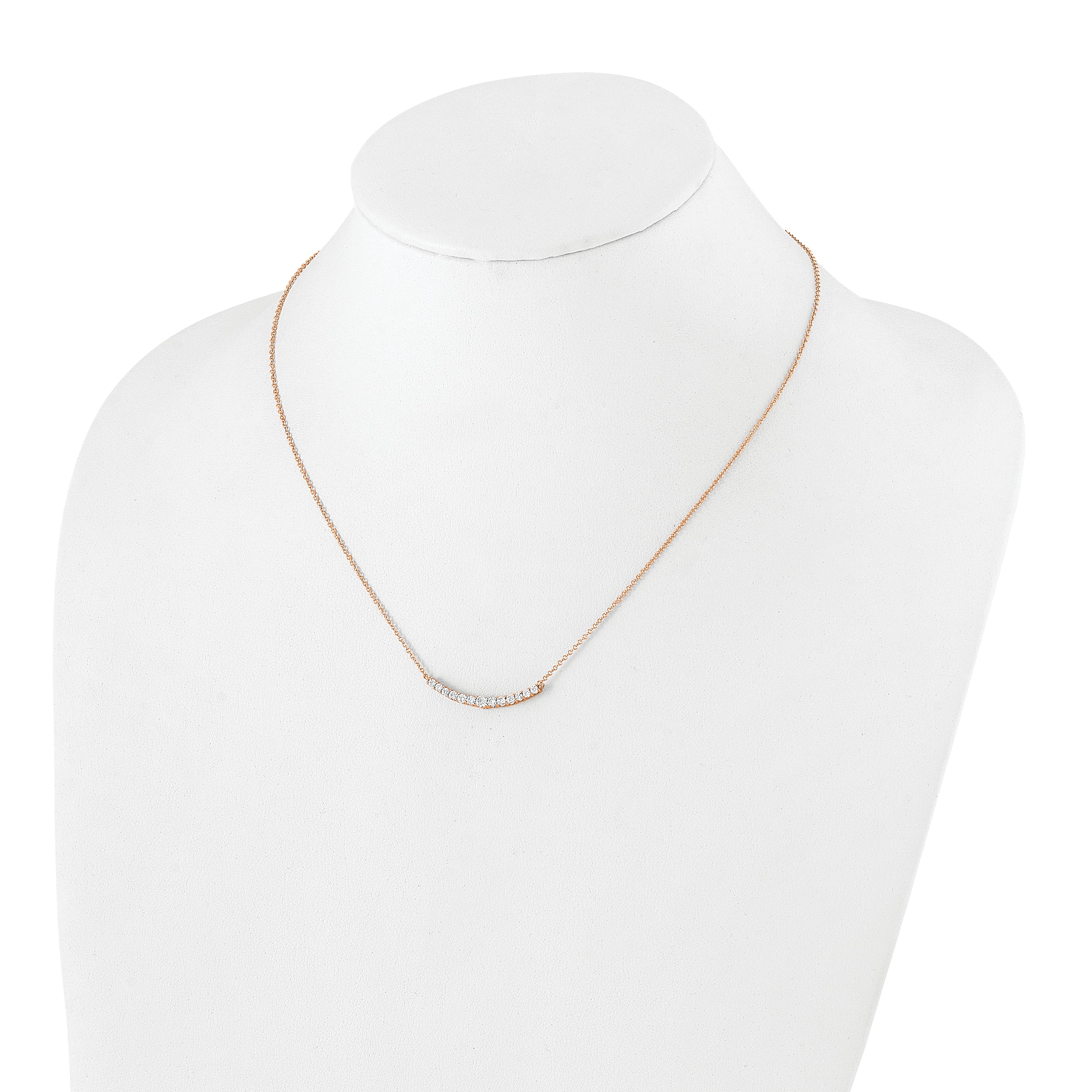 14K Rose Gold True Origin 1/2 Carat Lab Grown Diamond Vs+ F+ Complet 18 Inch Fashion Bar Necklace