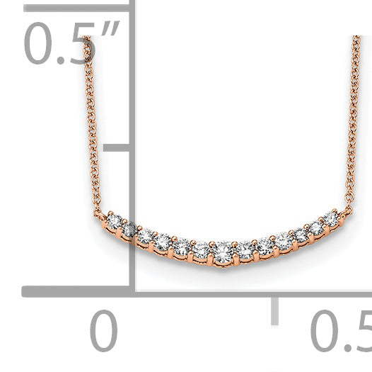 14K Rose Gold True Origin 1/2 Carat Lab Grown Diamond Vs+ F+ Complet 18 Inch Fashion Bar Necklace