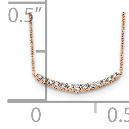 14K Rose Gold True Origin 1/2 Carat Lab Grown Diamond Vs+ F+ Complet 18 Inch Fashion Bar Necklace