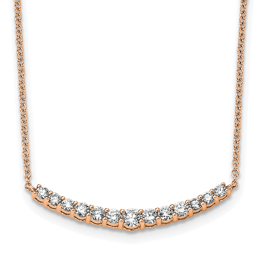 14K Rose Gold True Origin 1/2 Carat Lab Grown Diamond Vs+ F+ Complet 18 Inch Fashion Bar Necklace