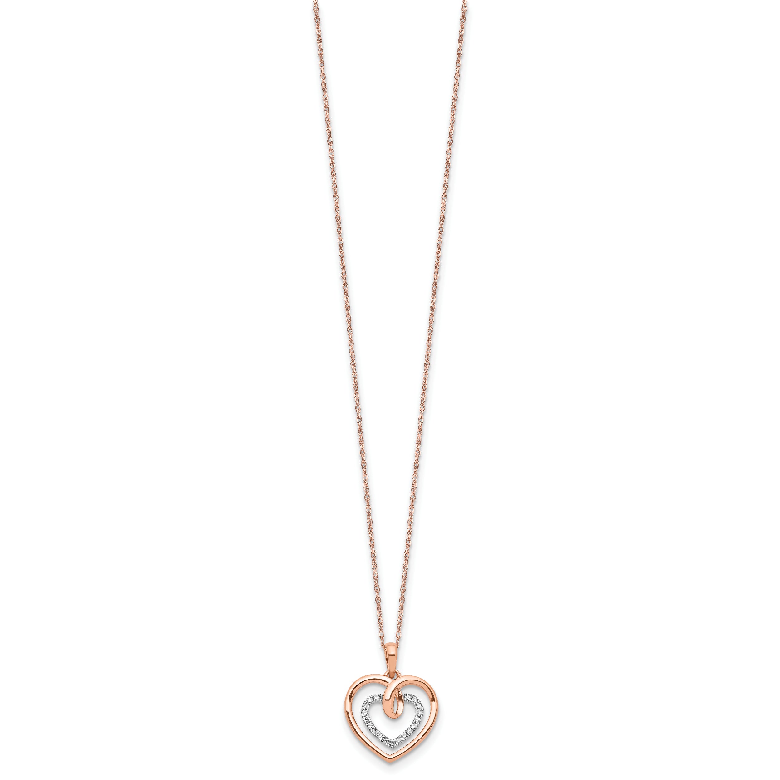 14k Two-Tone White and Rose Gold 1/10 Ct. Lab Grown Diamond VS/SI+ G+ 18 inch Heart Pendant Necklace