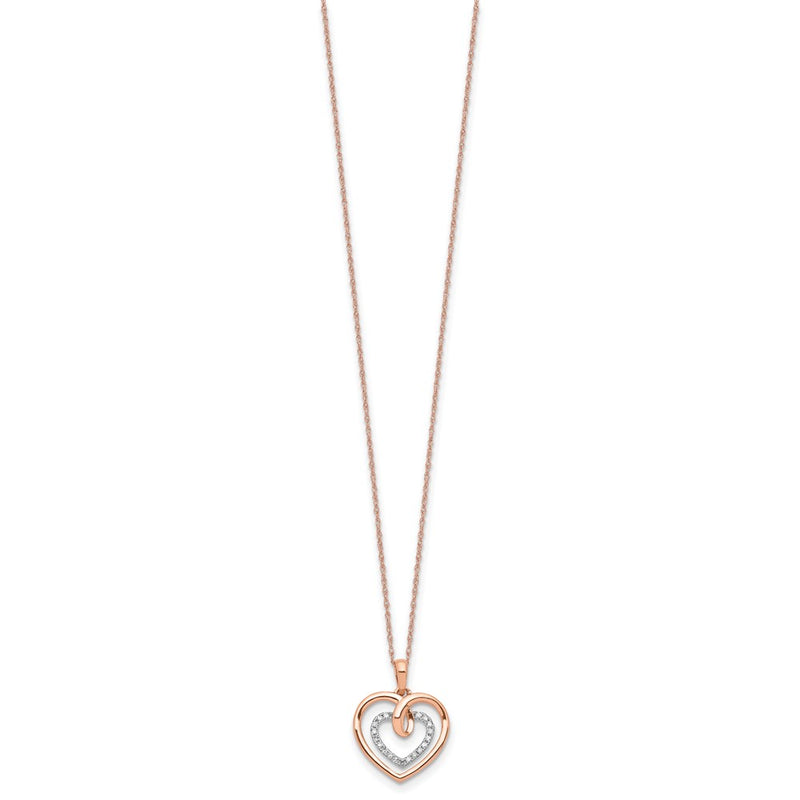14k Two-Tone White and Rose Gold 1/10 Ct. Lab Grown Diamond VS/SI+ G+ 18 inch Heart Pendant Necklace