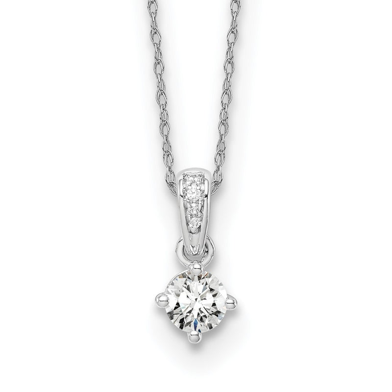 14k White Gold 1/3 Ct. Lab Grown Diamond VS/SI+ G+ 18 inch Pendant Necklace