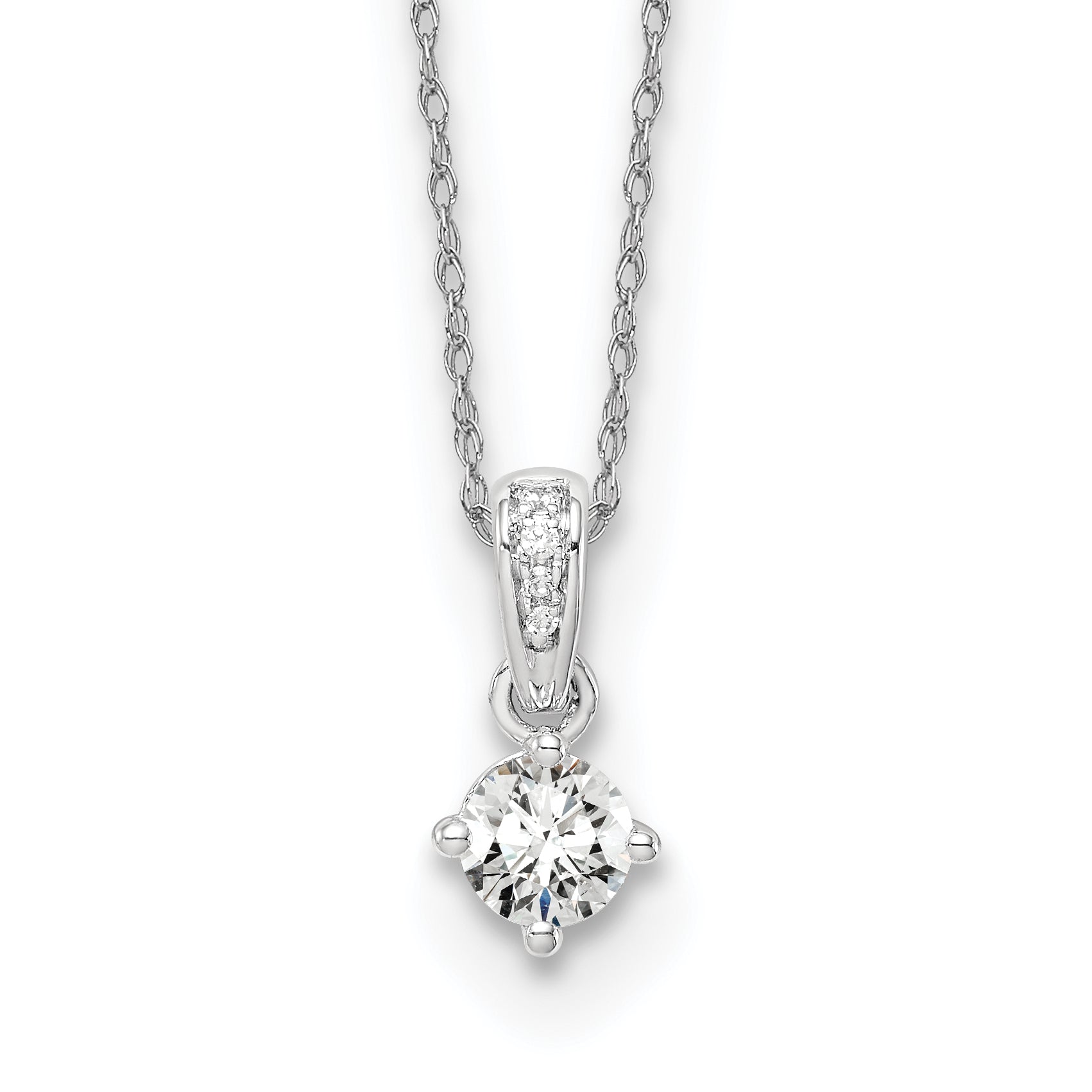 14k White Gold 1/3 Ct. Lab Grown Diamond VS/SI+ G+ 18 inch Pendant Necklace