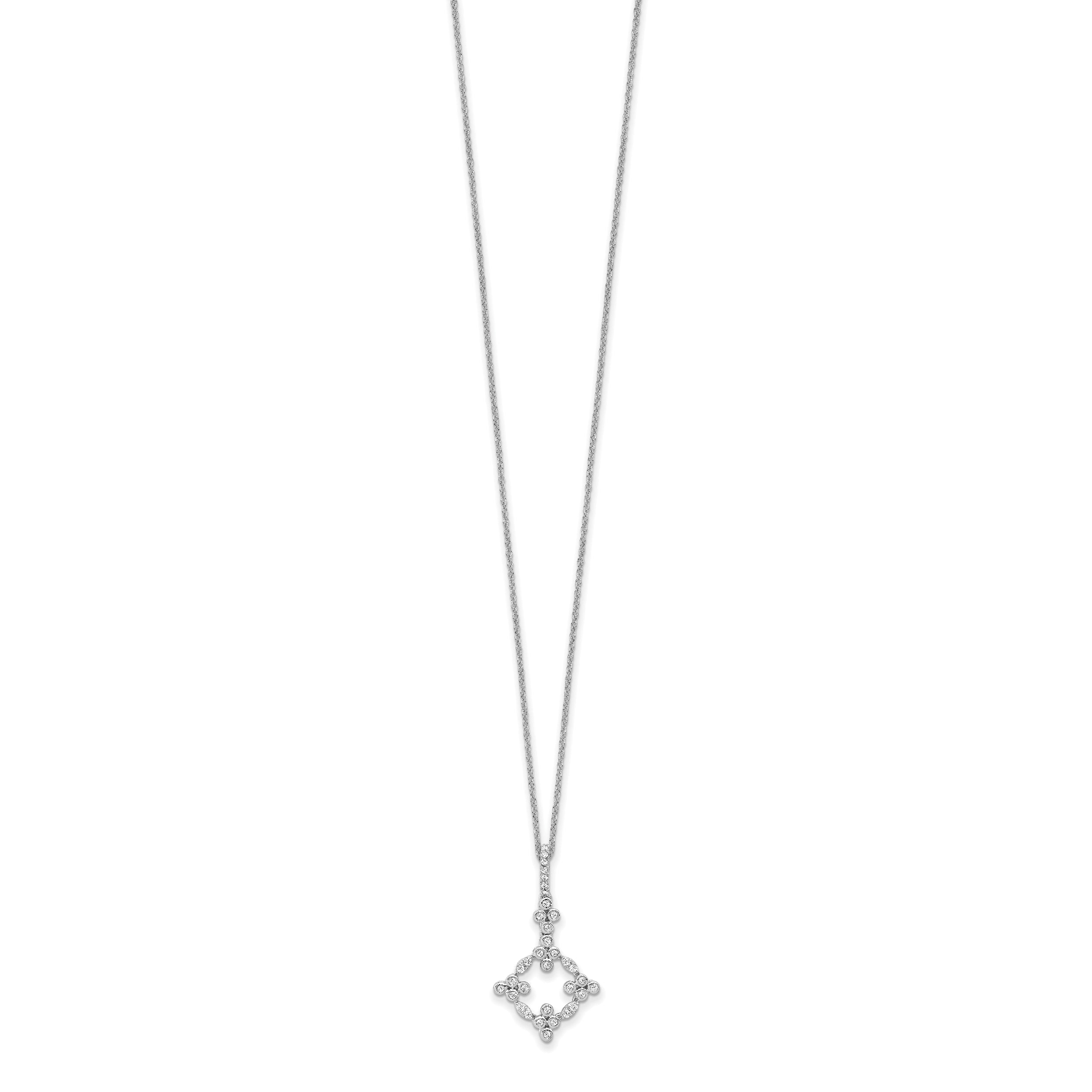 14K White Gold True Origin 1/4 Carat Lab Grown Diamond Vs Def 18 Inch Bloom Floral Pendant Necklace
