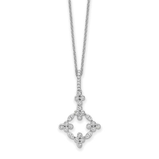14K White Gold True Origin 1/4 Carat Lab Grown Diamond Vs Def 18 Inch Bloom Floral Pendant Necklace