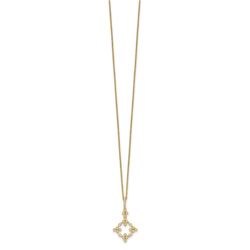 14K Yellow Gold True Origin 1/4 Carat Lab Grown Diamond Vs Def 18 Inch Bloom Floral Pendant Necklace