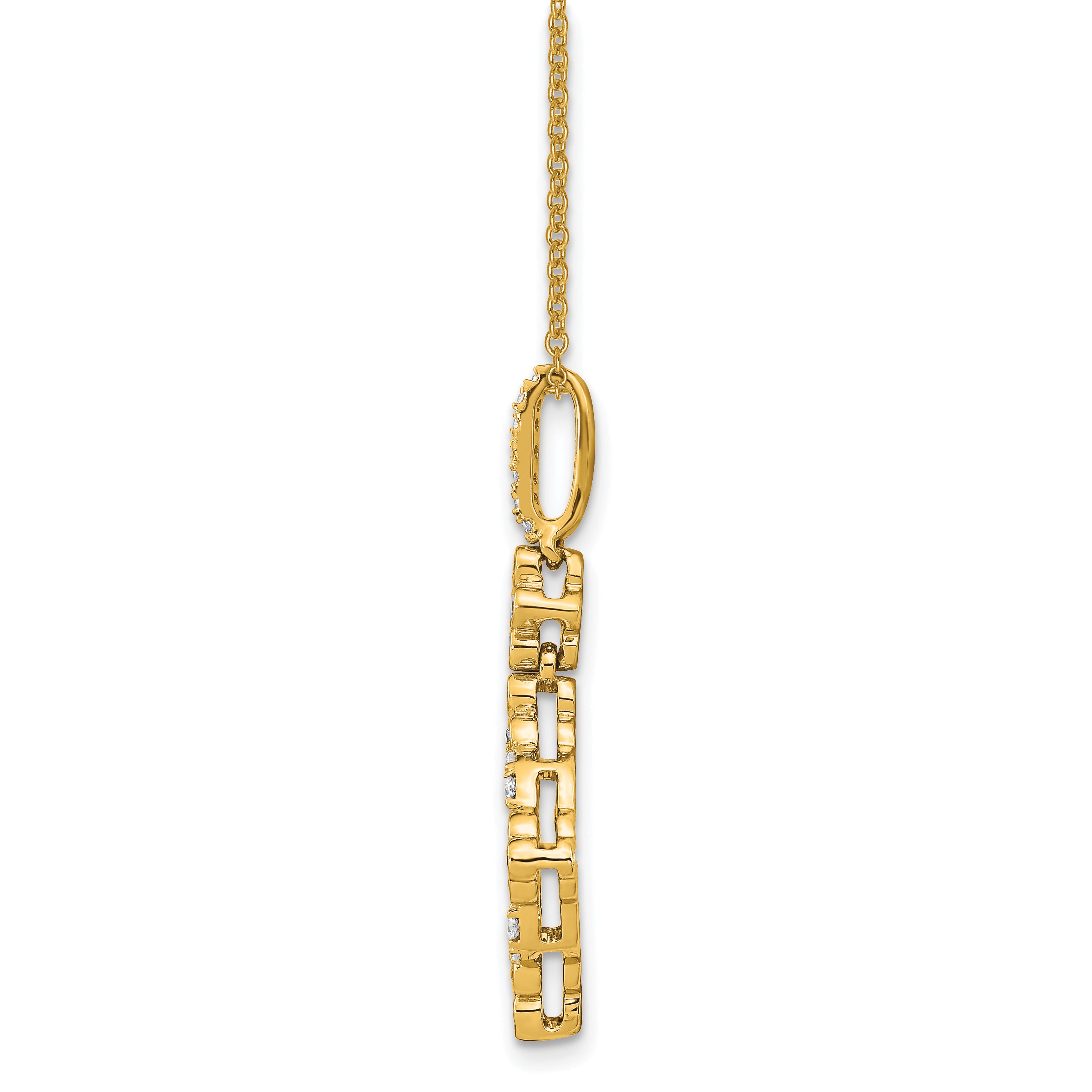 14K Yellow Gold True Origin 1/4 Carat Lab Grown Diamond Vs Def 18 Inch Bloom Floral Pendant Necklace