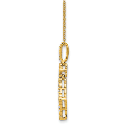 14K Yellow Gold True Origin 1/4 Carat Lab Grown Diamond Vs Def 18 Inch Bloom Floral Pendant Necklace