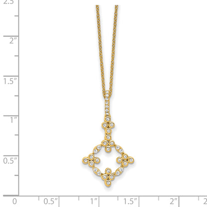 14K Yellow Gold True Origin 1/4 Carat Lab Grown Diamond Vs Def 18 Inch Bloom Floral Pendant Necklace