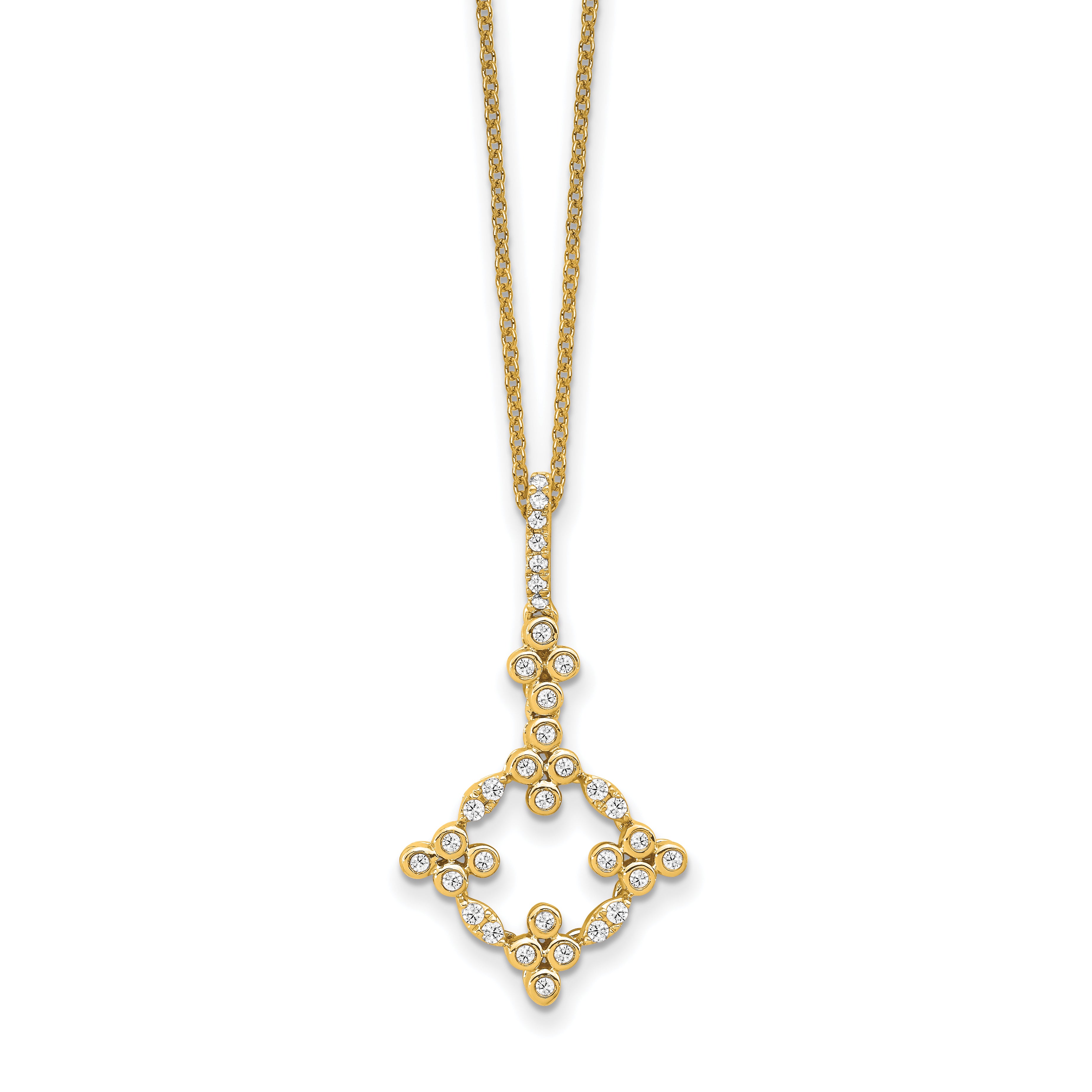 14K Yellow Gold True Origin 1/4 Carat Lab Grown Diamond Vs Def 18 Inch Bloom Floral Pendant Necklace