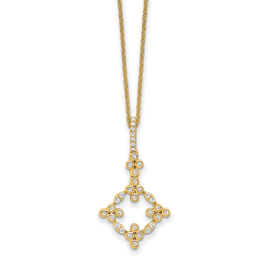 14K Yellow Gold True Origin 1/4 Carat Lab Grown Diamond Vs Def 18 Inch Bloom Floral Pendant Necklace