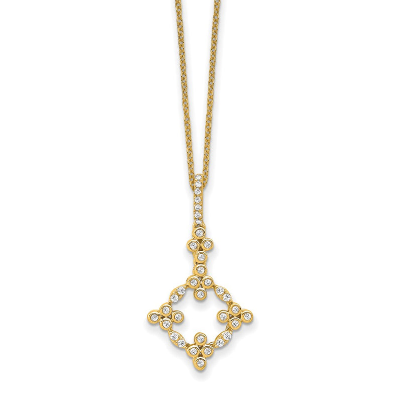 14K Yellow Gold True Origin 1/4 Carat Lab Grown Diamond Vs Def 18 Inch Bloom Floral Pendant Necklace