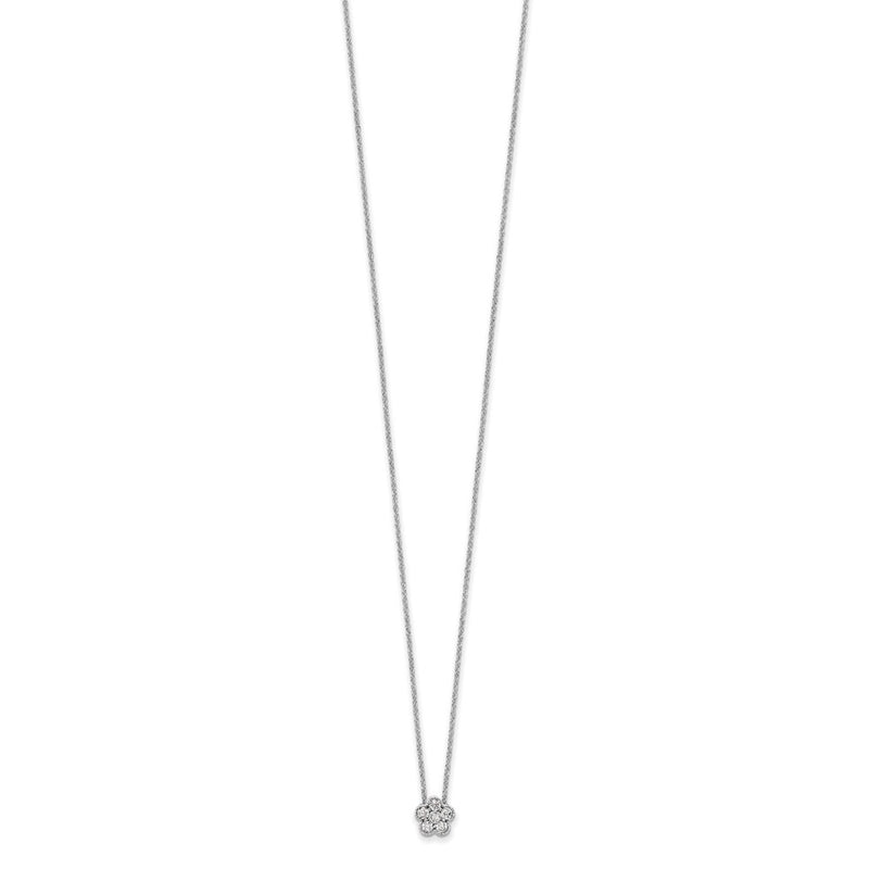 14K White Gold True Origin 1/4 Carat Lab Grown Diamond Vs Def 18 Inch Floral Pendant Necklace