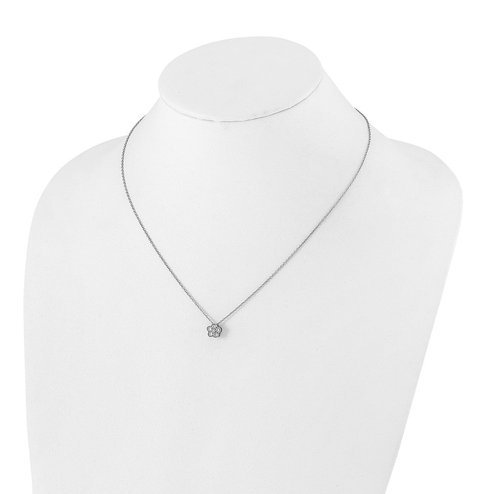 14K White Gold True Origin 1/4 Carat Lab Grown Diamond Vs Def 18 Inch Floral Pendant Necklace