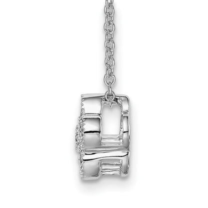 14K White Gold True Origin 1/4 Carat Lab Grown Diamond Vs Def 18 Inch Floral Pendant Necklace