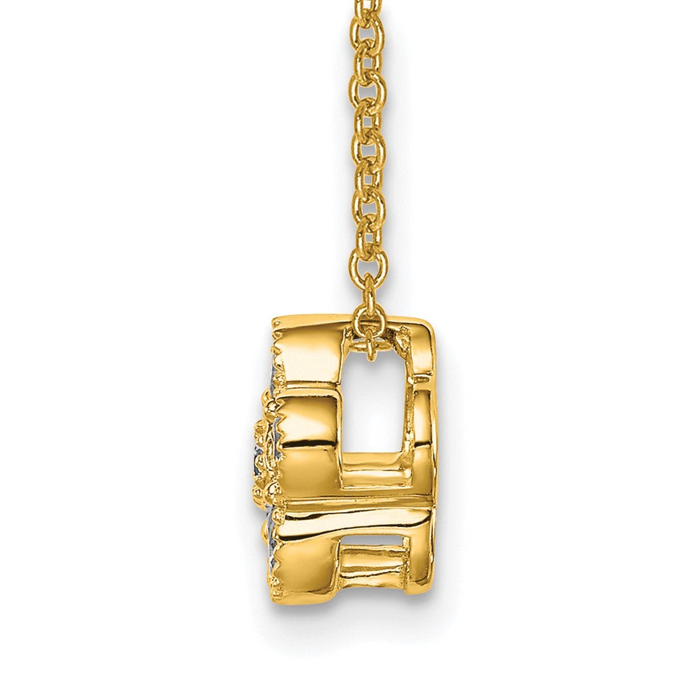 14K Yellow Gold True Origin 1/4 Carat Lab Grown Diamond Vs Def 18 Inch Floral Pendant Necklace