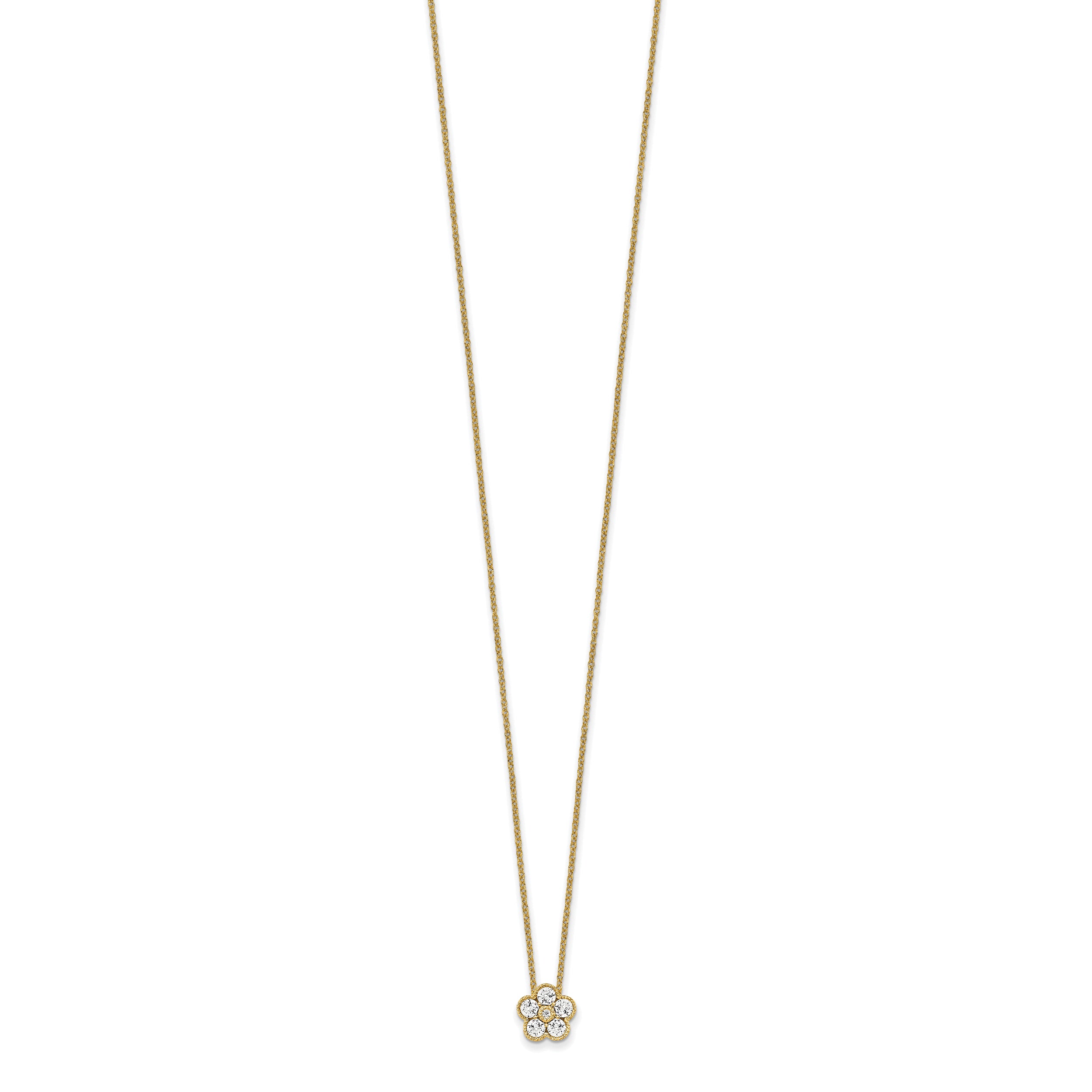 14K Yellow Gold True Origin 1/2 Carat Lab Grown Diamond Vs Def 18 Inch Floral Pendant Necklace