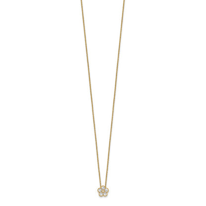 14K Yellow Gold True Origin 1/2 Carat Lab Grown Diamond Vs Def 18 Inch Floral Pendant Necklace